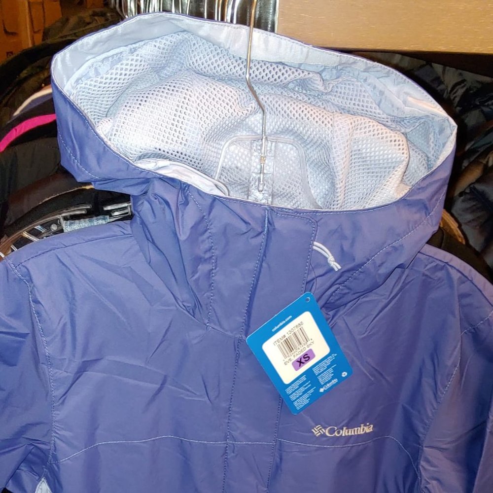 Columbia Womens Rain Jacket Eve, Faded Sky - Picture 10 of 11